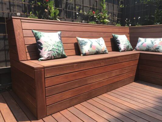spotted gum planter box bench seat